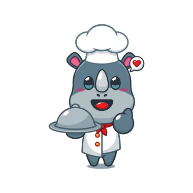 Şef gergedan karikatür vektörü. 