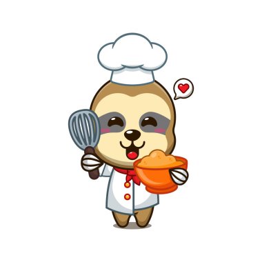 Pasta hamurlu tembel şef çizgi film vektörü.. 