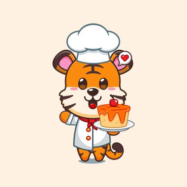 Şef kaplan karikatür vektörü.. 