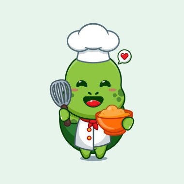 Pasta hamurlu şef kaplumbağa çizgi film vektörü.. 