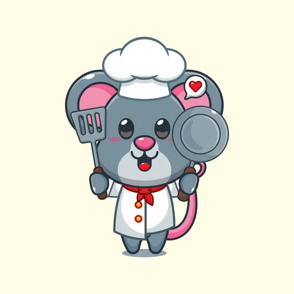 Chef Mouse Cartoon Vector Illustration — Stock Vector