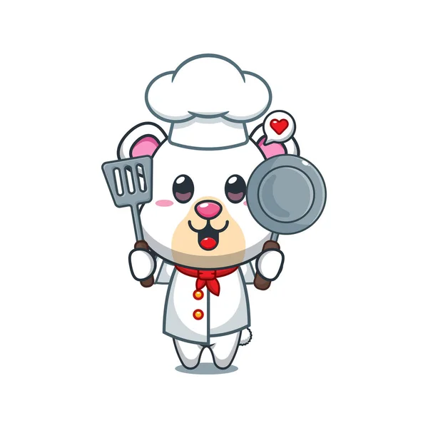Chef Eisbär Cartoon Vektor Illustration — Stockvektor