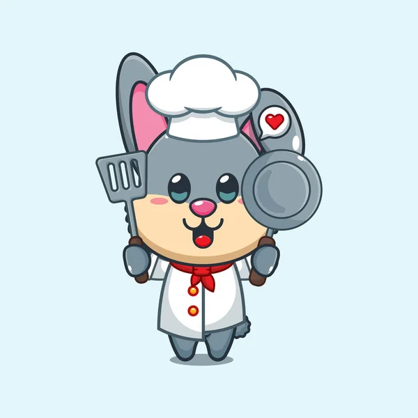 Chef Coniglio Fumetto Vettoriale Illustrazione — Vettoriale Stock