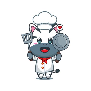 Şef zebra karikatür vektör çizimi. 