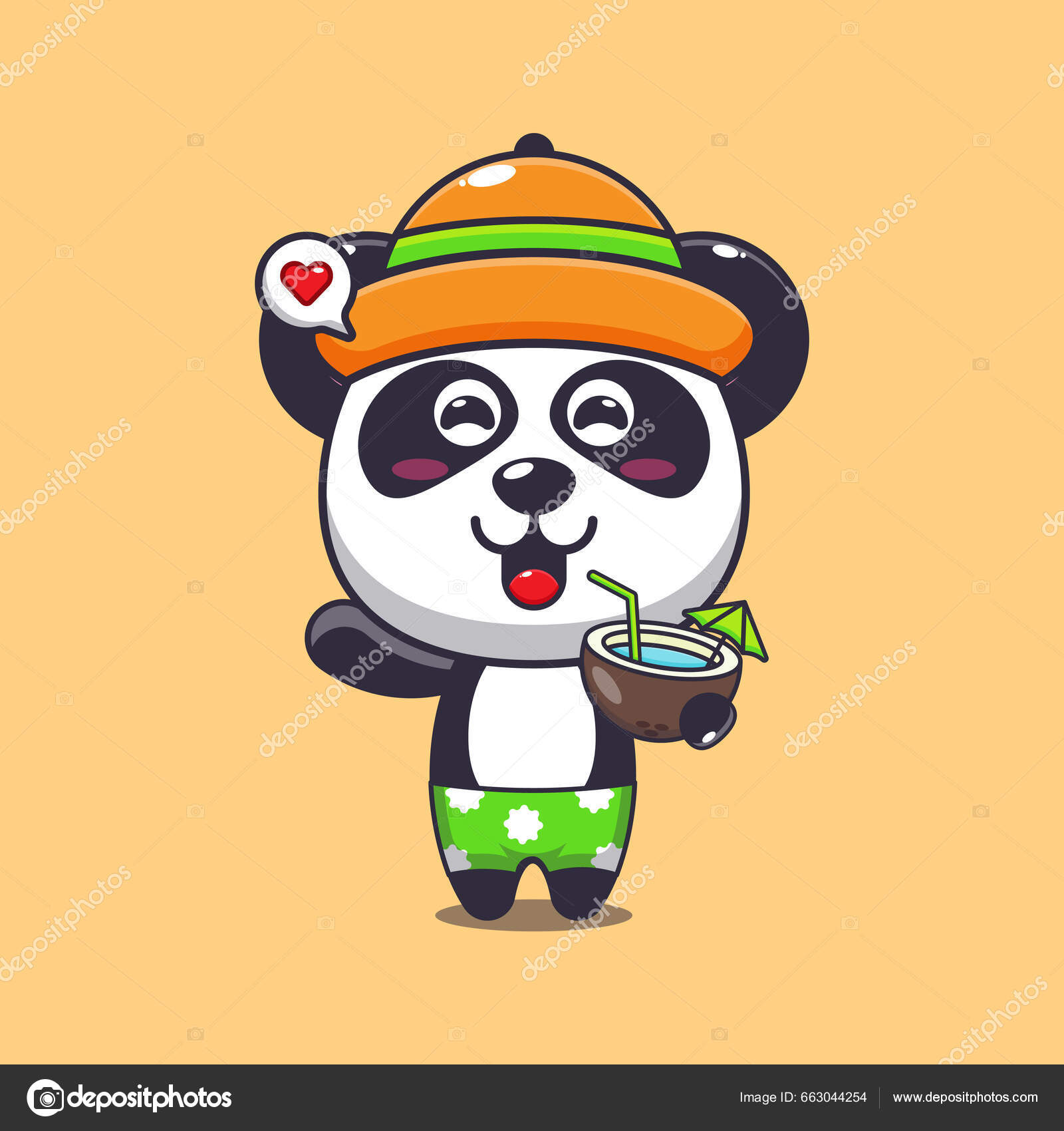 Desenho Animado Bonito Panda Segurando Panda De Desenho Animado