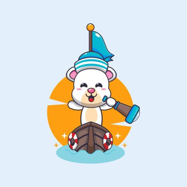 Çizgi film vektör illüstrasyonunda şirin kutup ayısı. 