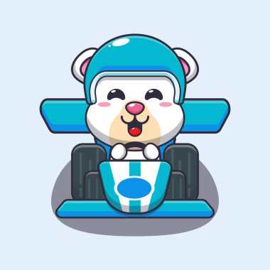 Şirin kutup ayısı yarış arabası çizgi film çizimi yapıyor.. 