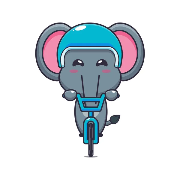 stock vector Cute elephant mascot cartoon character ride on bicycle. Vector cartoon Illustration suitable for poster, brochure, web, mascot, sticker, logo and icon.