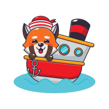 Çizgi film vektör çiziminde şirin kırmızı panda.. 