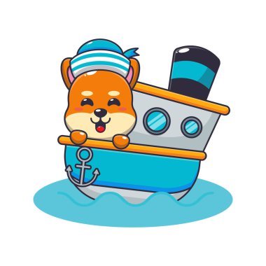 Çizgi film vektör çiziminde Şirin Shiba inu. 