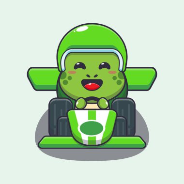 Şirin kaplumbağa yarış arabası çizgi film çizimi. 