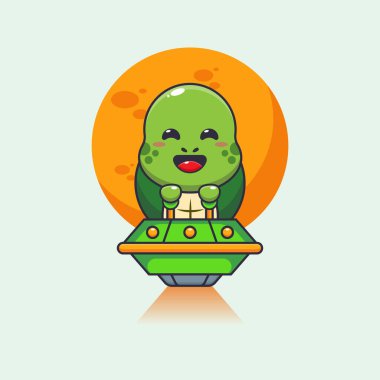 UFO karikatür çizimi olan şirin kaplumbağa sineği.. 