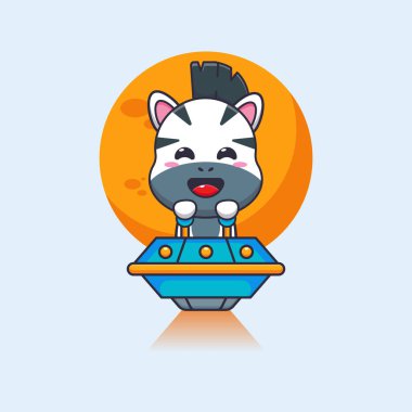 UFO karikatür çizimi olan sevimli zebra sineği.. 