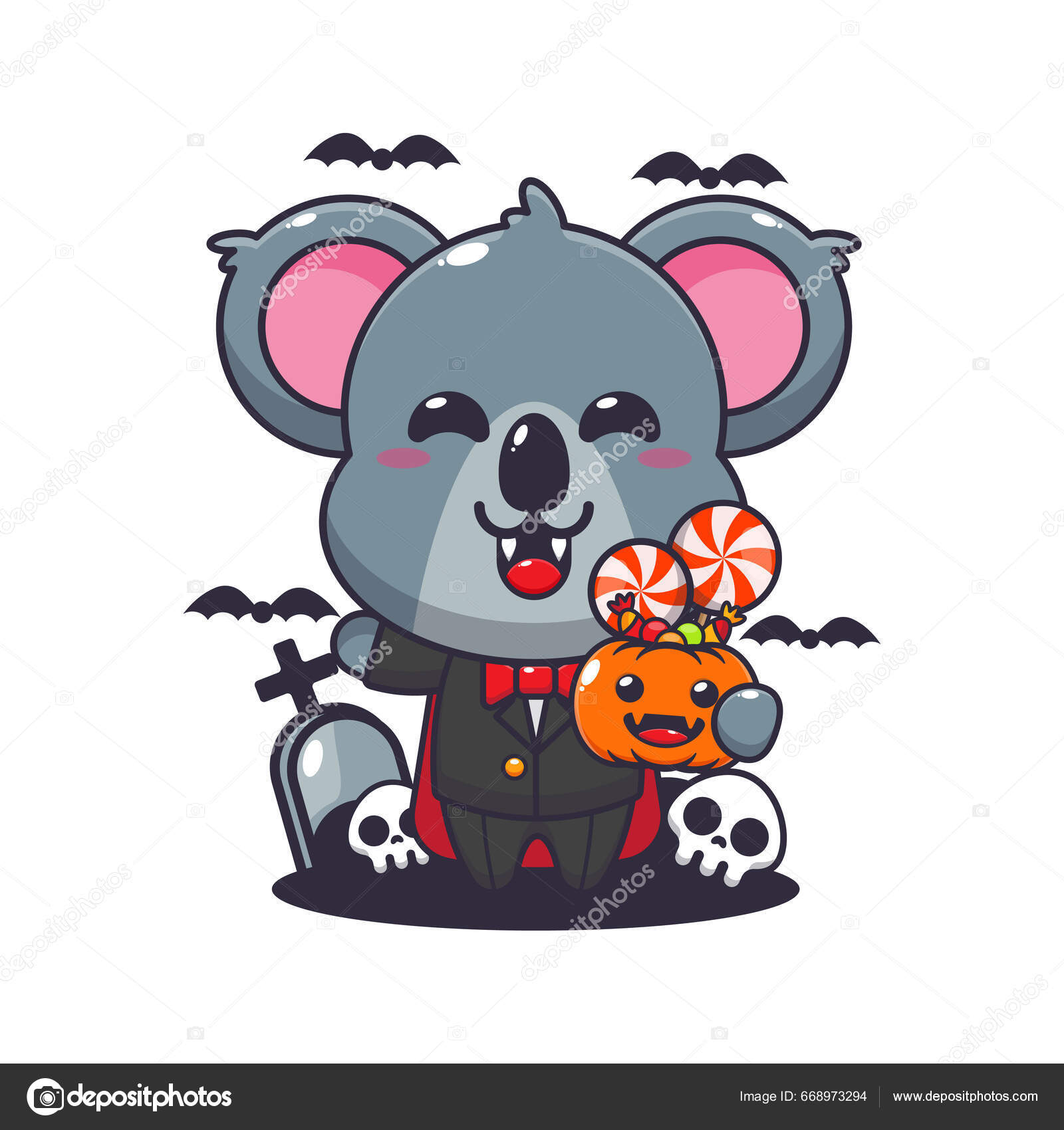 Vampiro bonito com ilustração de ícone de desenho vetorial de abóbora de  halloween