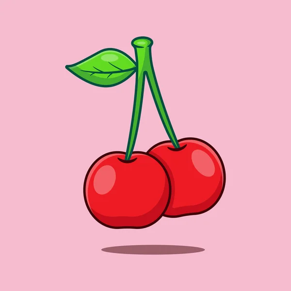 Cereja Desenho Animado Ilustração Vetorial Fruit Vector Cartoon Ilustração Adequada — Vetor de Stock