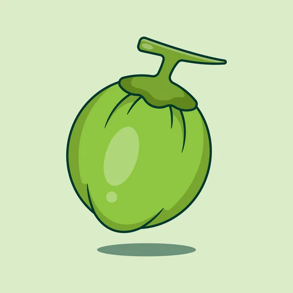 椰子漫画矢量插图 适用于海报 小册子 吉祥物 标志及图标的水果矢量卡通画 — 图库矢量图片
