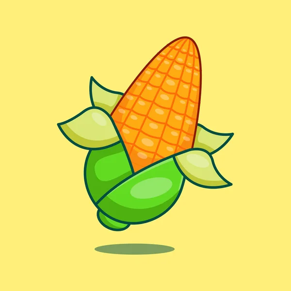 Desenho Animado Milho Ilustração Vetorial Fruit Vector Cartoon Ilustração Adequada — Vetor de Stock