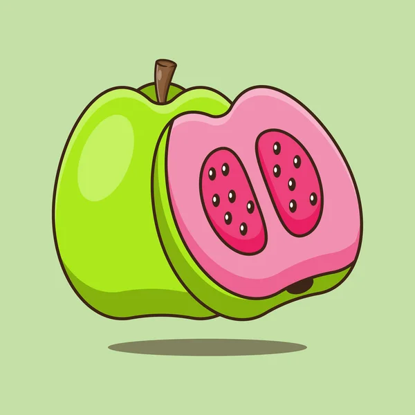 Guava Cartoon Vector Illustration Fruit Vector Cartoon Ilustração Adequada Para — Vetor de Stock