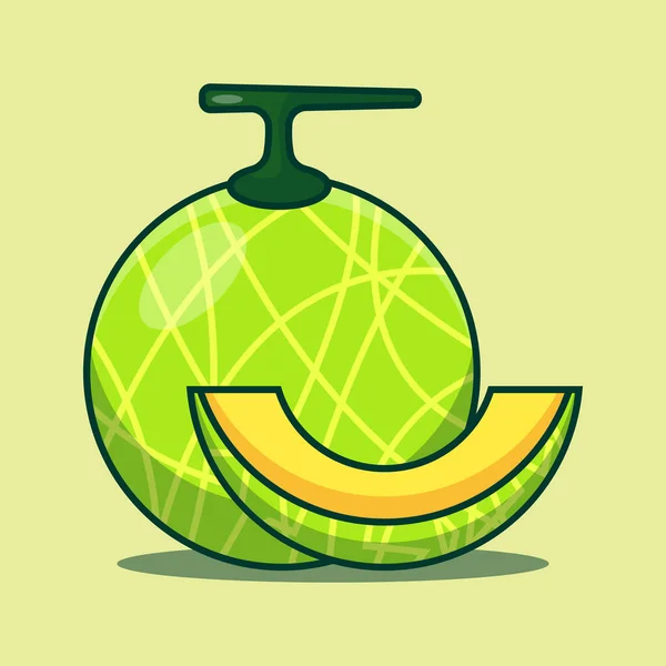 Melão Desenho Animado Ilustração Vetorial Fruit Vector Cartoon Ilustração Adequada — Vetor de Stock