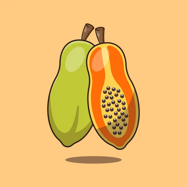Papaia Desenho Animado Ilustração Vetorial Fruit Vector Cartoon Ilustração Adequada — Vetor de Stock