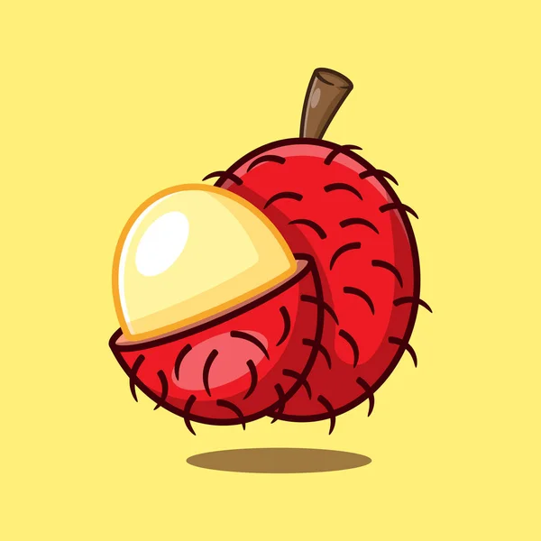 Rambutan Cartoon Vector Illustration Fruit Vector Cartoon Ilustração Adequada Para — Vetor de Stock