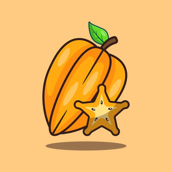 Desenho Animado Ilustração Vetorial Starfruit Fruit Vector Cartoon Ilustração Adequada — Vetor de Stock