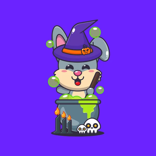 Potion Lapin Sorcière Pour Halloween Jolie Illustration Dessin Animé Halloween — Image vectorielle