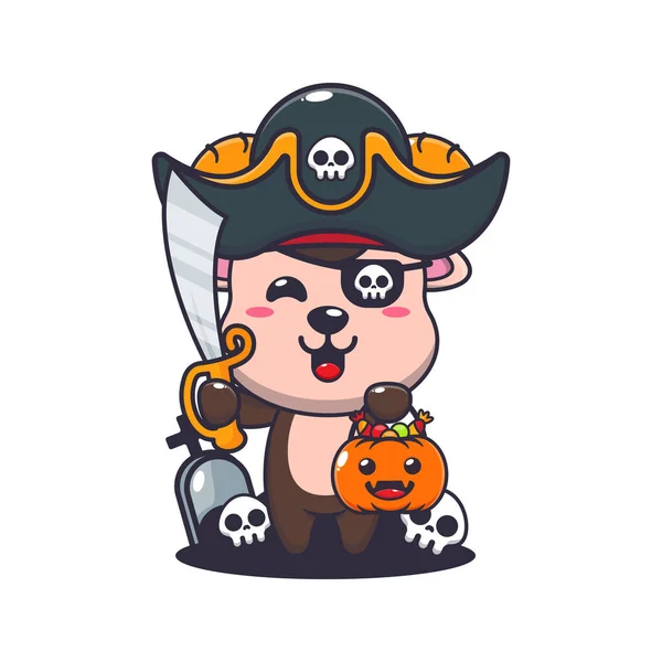 Pirates Bélier Moutons Dans Jour Halloween Jolie Illustration Dessin Animé — Image vectorielle