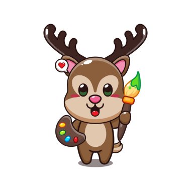 geyik ressamı çizgi film vektör çizimi.