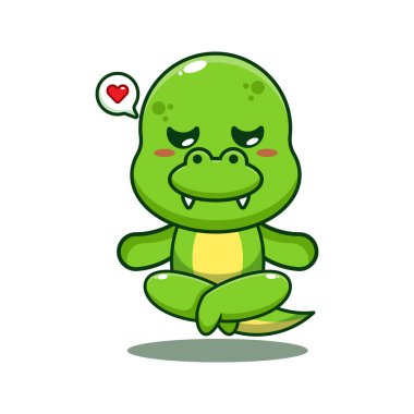 Dino, yoga karikatürü vektör çizimi yapıyor..