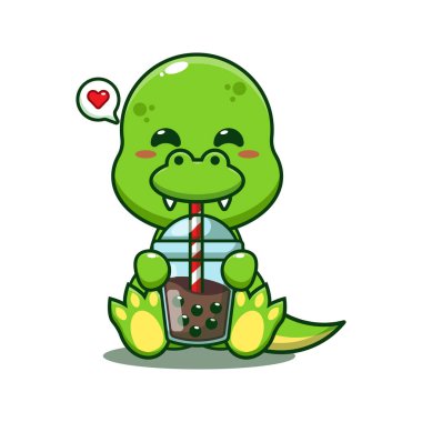 Dino üfleme baloncukları karikatür vektör çizimi.