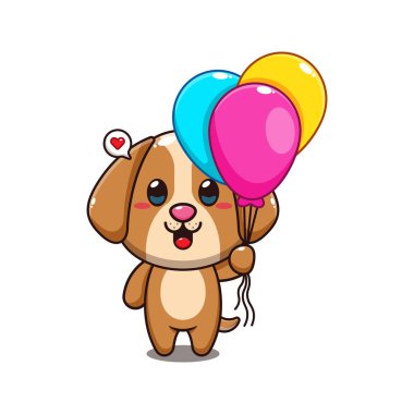 Köpek ve balon vektör çizimi.