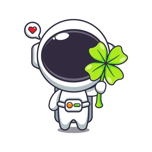 Yonca yaprak çizgi film çizimi olan sevimli astronot..