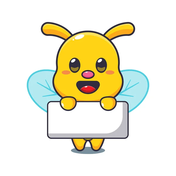 Arı kutlama bayrağı taşıyan çizgi film vektör illüstrasyonu.