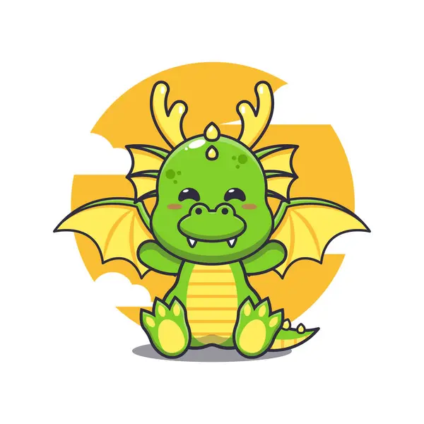 Cute Dragon Mascot Cartoon Vector Illustration — Vetor de Stock