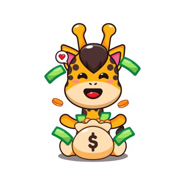 Para çantası karikatür çizimi olan zürafa.
