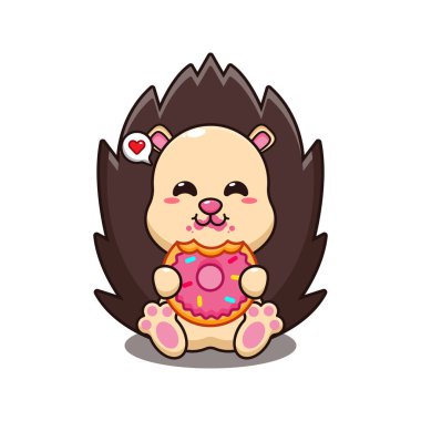 Kirpi yiyen çörek vektör çizimi.