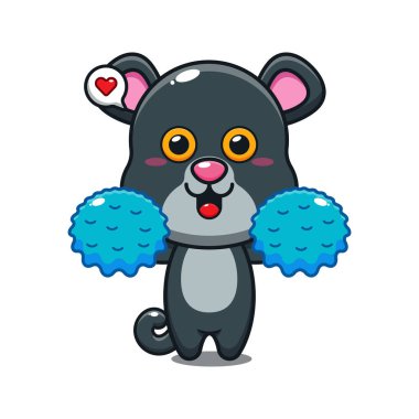 Sevimli ponpon kız panter çizgi film vektör çizimi.