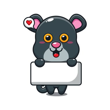 Sevimli panter elinde bayrak taşıyan vektör çizimi.