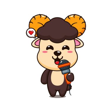 Koyun elinde mikrofon taşıyacak vektör çizimi.