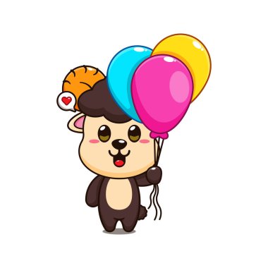 Balon vektör illüstrasyonlu koç koyunu.