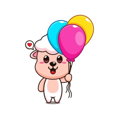 Balonlu şirin koyunlar vektör çizimi.