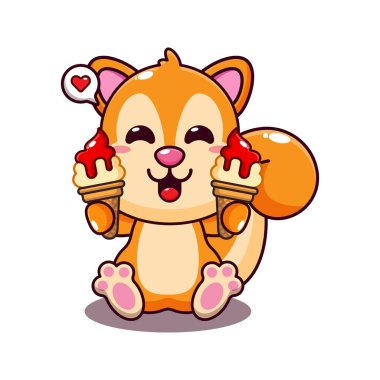 Dondurmalı tatlı sincap vektör çizimi.