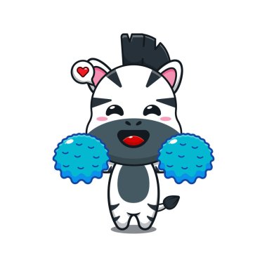 Şirin ponpon kız zebra çizgi film vektör çizimi.