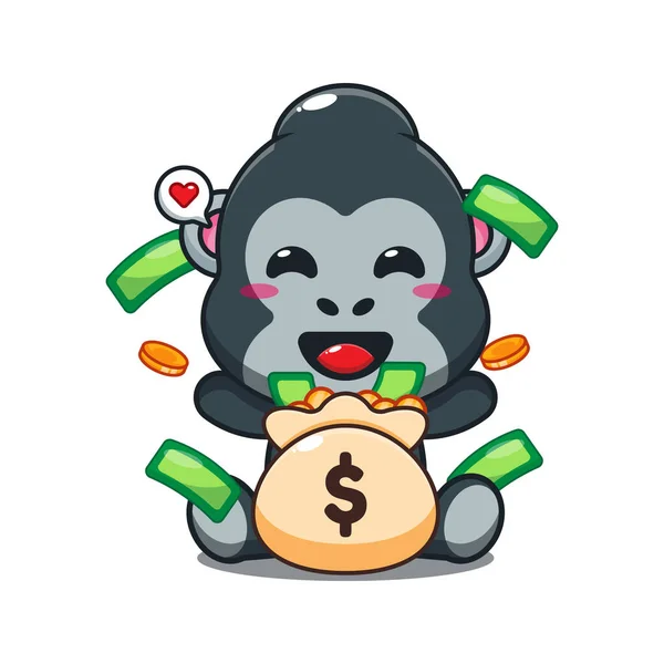 Para çantalı goril vektör çizimi.