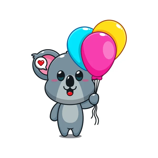 Cute Koala Balloon Cartoon Vector Illustration — Stock Vector
