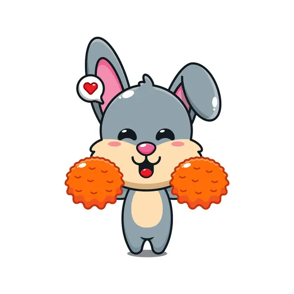 Carino Cheerleader Coniglio Cartone Animato Vettore Illustrazione — Vettoriale Stock