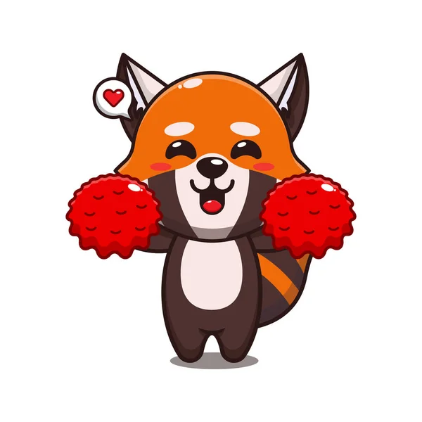 Χαριτωμένο Μαζορέτα Κόκκινο Panda Εικονογράφηση Φορέα Κινουμένων Σχεδίων — Διανυσματικό Αρχείο