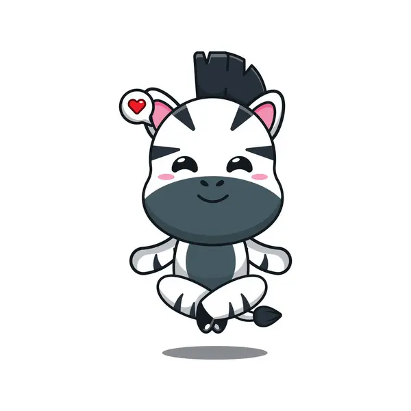 Tatlı zebra, yoga çizgi filmi vektör çizimi yapıyor..