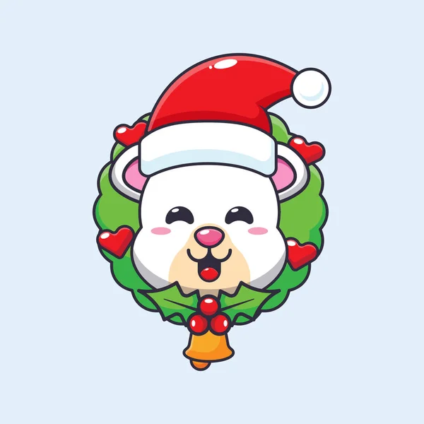 Roztomilý Lední Medvěd Štědrý Den Roztomilé Vánoční Kreslené Postavičky Ilustrace — Stockový vektor